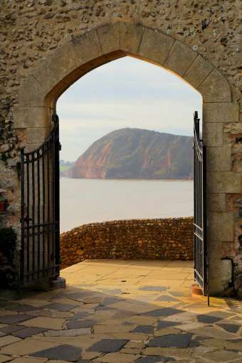 Sidmouth Cliffs Through an Gated Archway South Devon