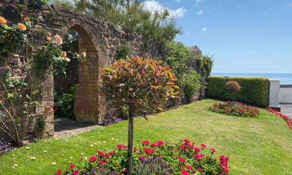 Stone Wall Archway and Rose Garden in Sidmouth South Devon