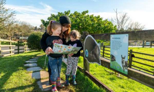 Mum and two children at Donkey Sanctuary